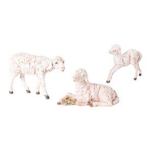 Fontanini by Roman Inc., 3 Piece Set of Sheep Family, 5" Nativity, New in Box
